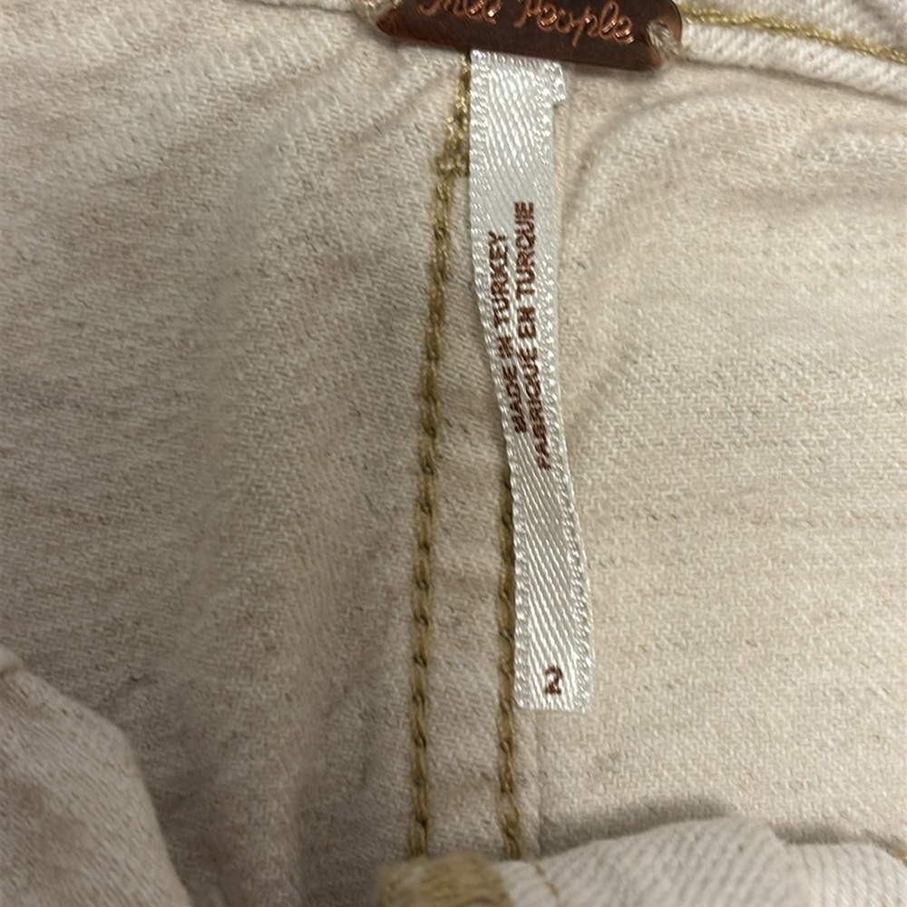 Free People Splendor In the Grass Skirt Paper bag Waist Cream Jean Size 2 - Picture 6 of 11